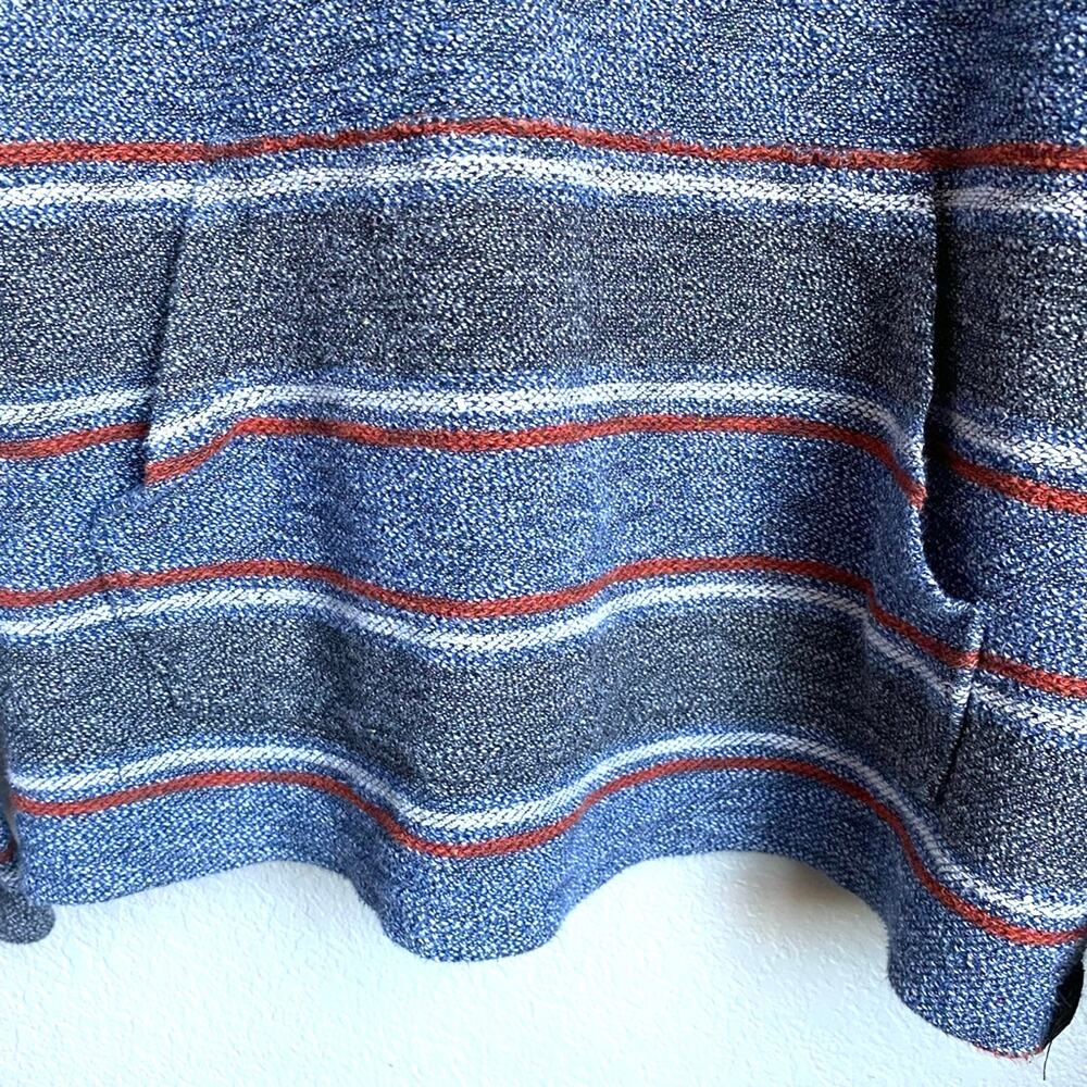 LUCKY BRAND Baja Beach‎ Hoodie Drug Rug Sweater Blue Gray Rust Striped Unisex S - Picture 4 of 8